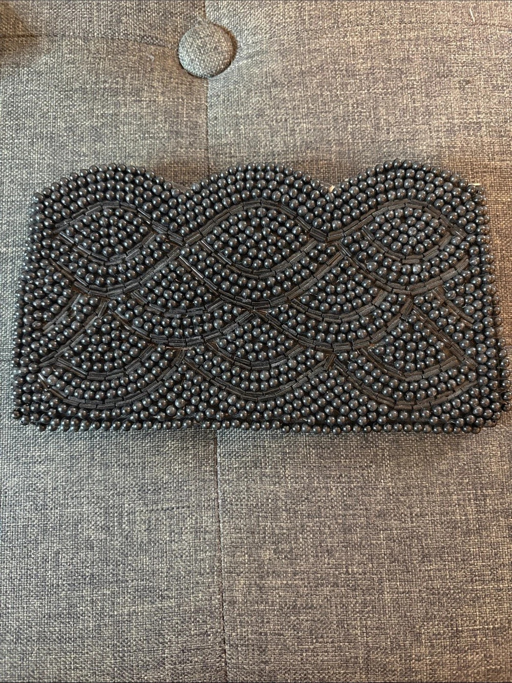 Vintage Beaded Clutch in Black